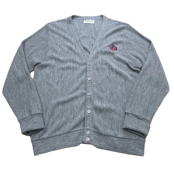 Izod Other - Vintage 80s IZOD Cardigan Sweater Men's Size Large Gray Grandpa Made in USA